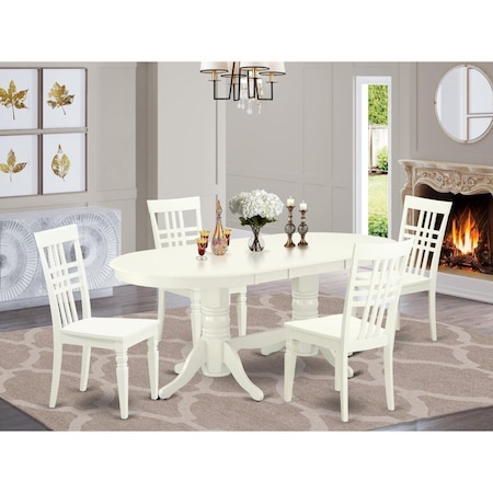 East West Furniture 5 Piece Vancouver Dining-room Set - Linen White VALG5-LWH-W